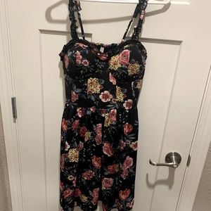 Black summer dress with floral print